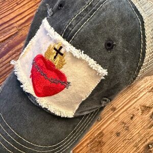 Embroidered Heart Patch Cap